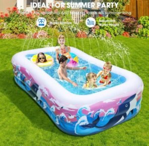 PISCINA INFLABLE FAMILIAR — AZUL CON ROSA